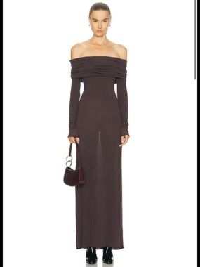 NEW WITH TAGS SKIMS Sheer Modal Off Shoulder Long Dress